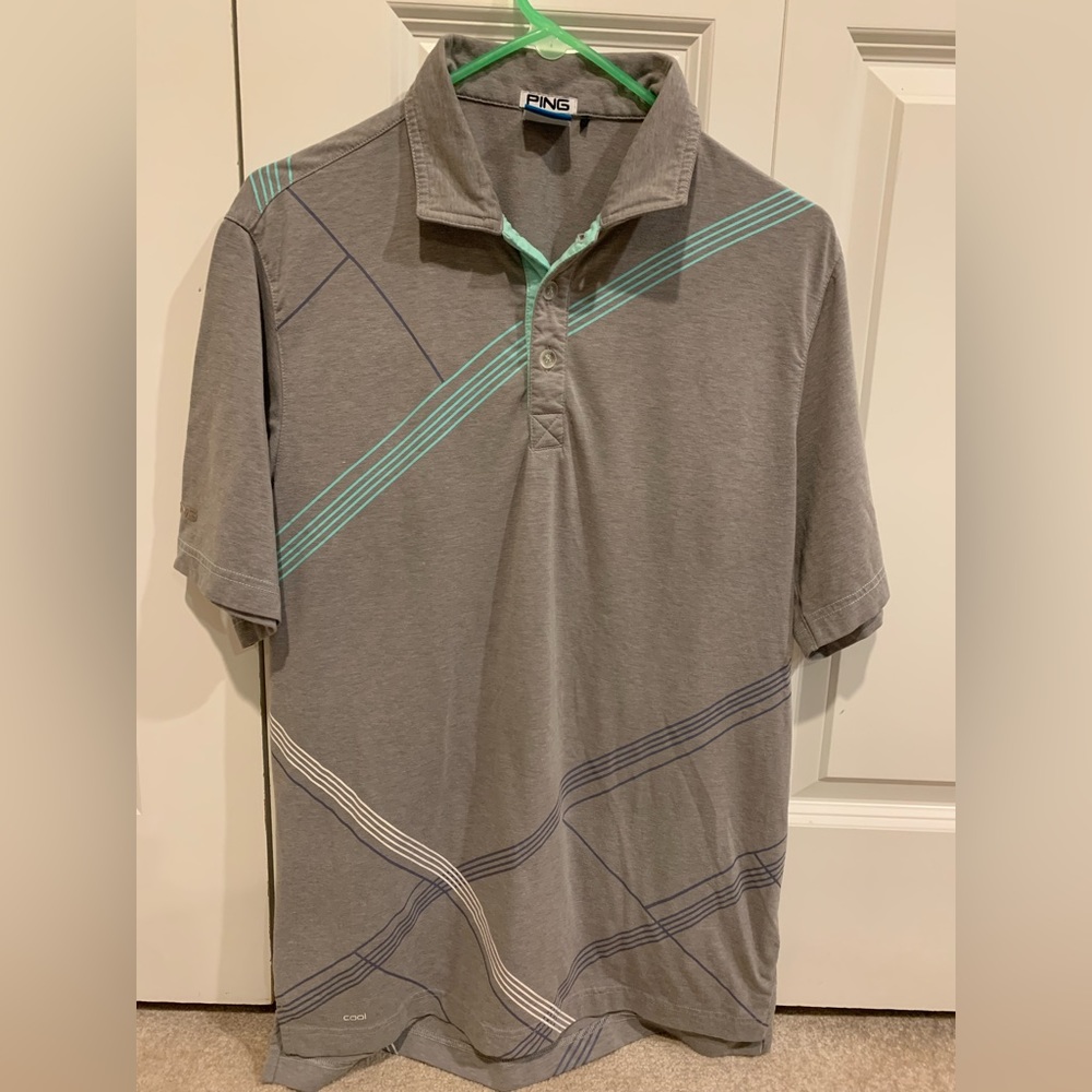 Ping Golf SensorCool Performance Polo button up Shirt Gray